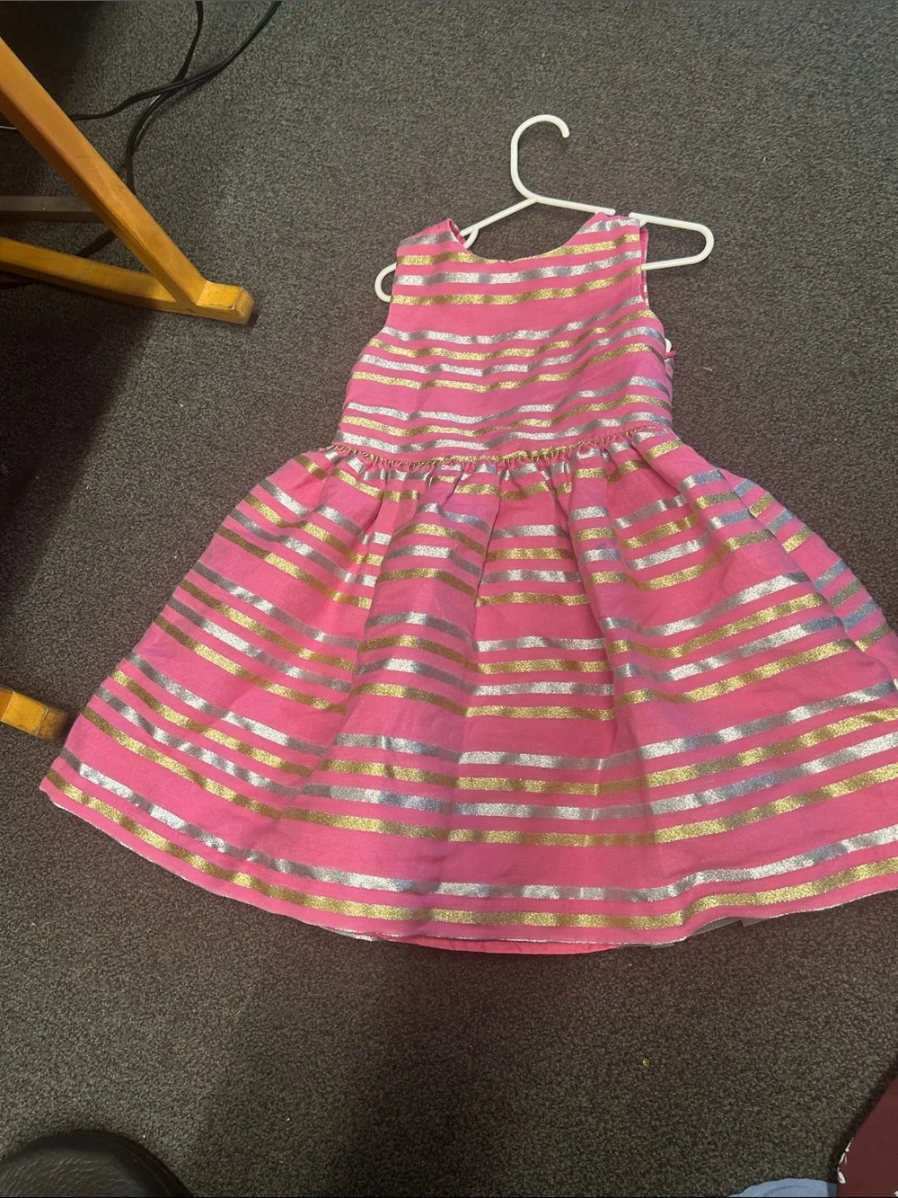 Gymboree Pink Dress with Gold and Silver Stripes